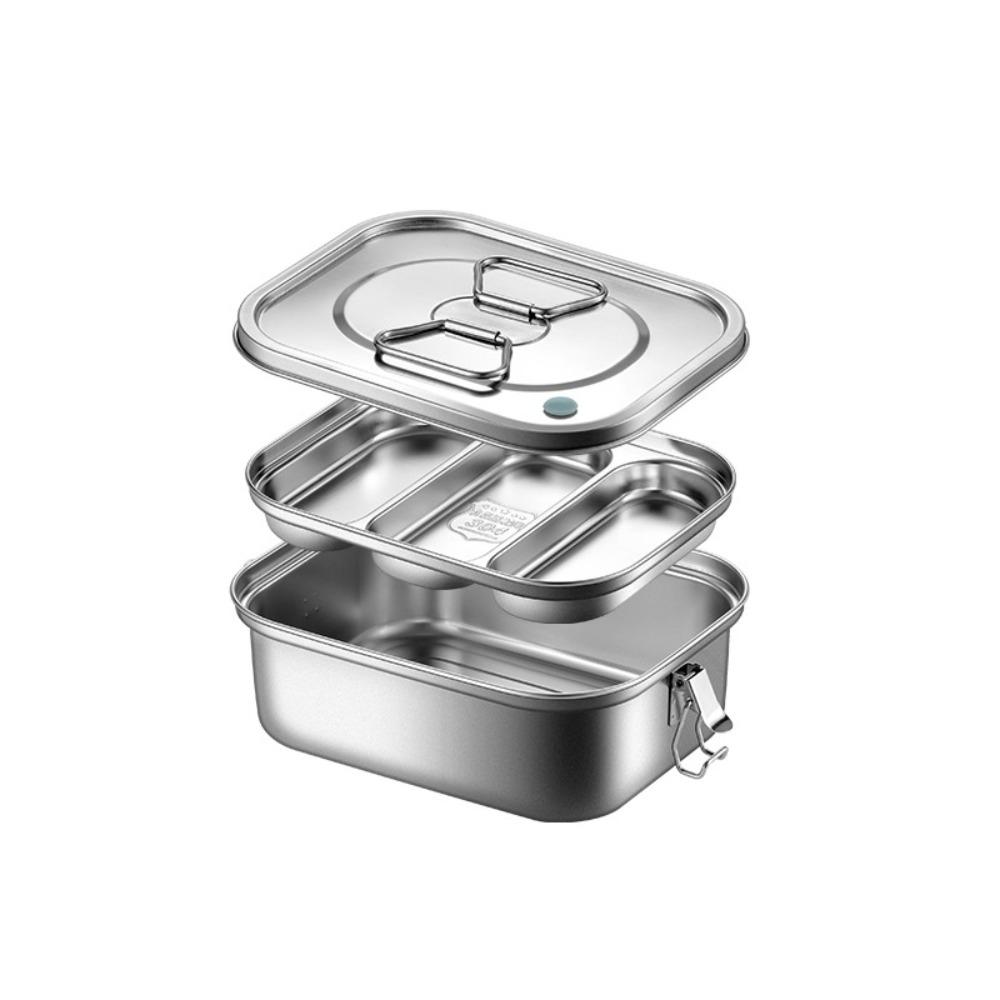 304 Stainless Steel Camping Lunch Box Compartmental Food Storage Box Dinnerware Picnic Box  Trip