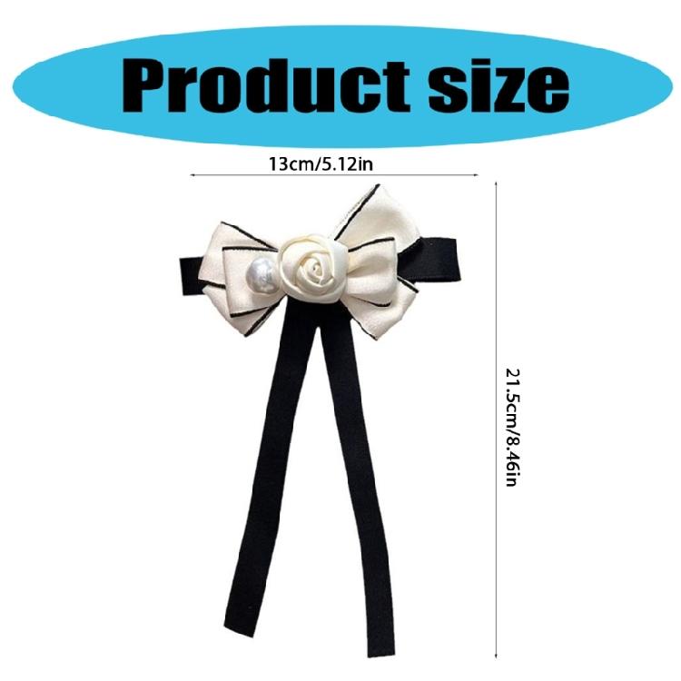 Womens Ribbon Bowtie Brooch Pin Student Uniform Pre Tied Necktie Clip Camellia Pearls Bowknot Corsage Shirt Jabot Collar