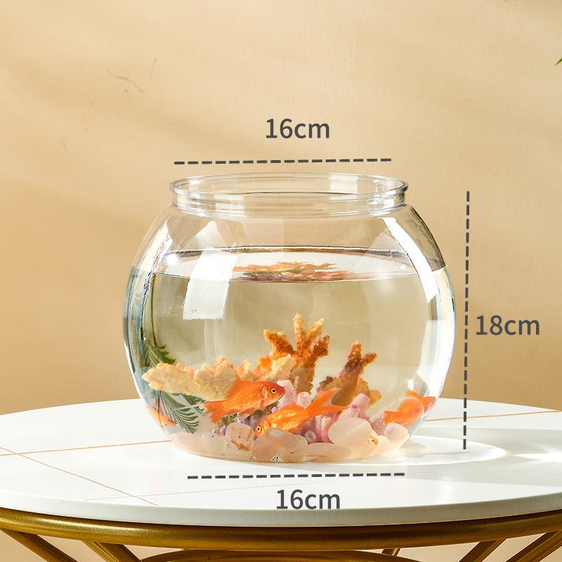 Transparentes rundes Zierfischglas Tragbares Goldfischglas Kleines Fischglas Haustier Kunststoff Leicht Schreibtisch Aquarium Schale Heimdeko