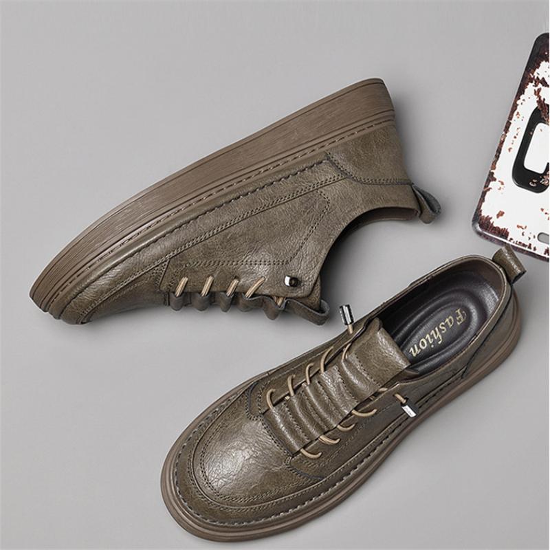 Modische Neue Khaki Herren Outdoor Oxford Schuhe Massage Sohle Herren Echtleder Schuhe Lässige Sportschuhe Rutschfest