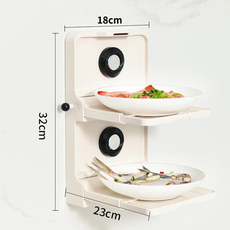 1 шт. Кухонная складная стойка для хранения, на присосках, настенная, стойка для хранения посуды, двухъярусная кухонная полка, кухонный органайзер