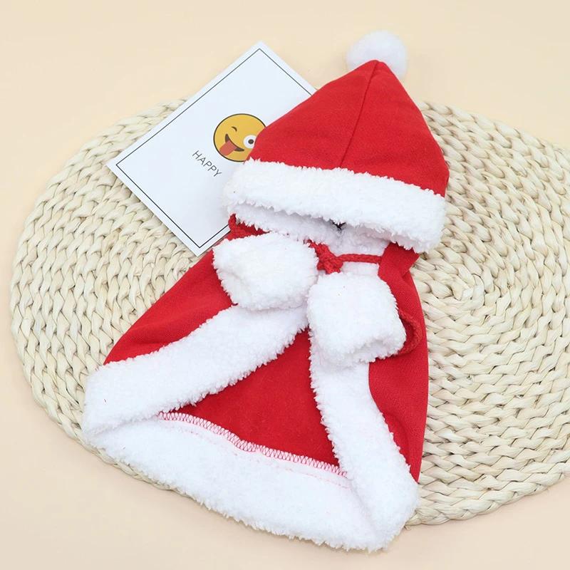 

Cloak Pet Cosplay Costume Xmas Kitten Red Caps Clothing Clothes Christmas Cat Puppy Santa Hat Funny Party Dog Mantle Dress Up S