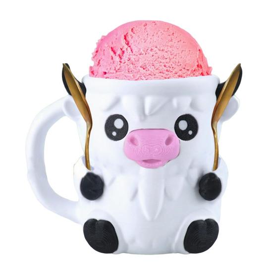 Highlandskveg Iskrem Pint Holder med 2 Skjeer Pingvin Iskremholder Gjenbrukbare Popsicle Beholdere Ølboksholder for Kjøkken Kafé Restaurant