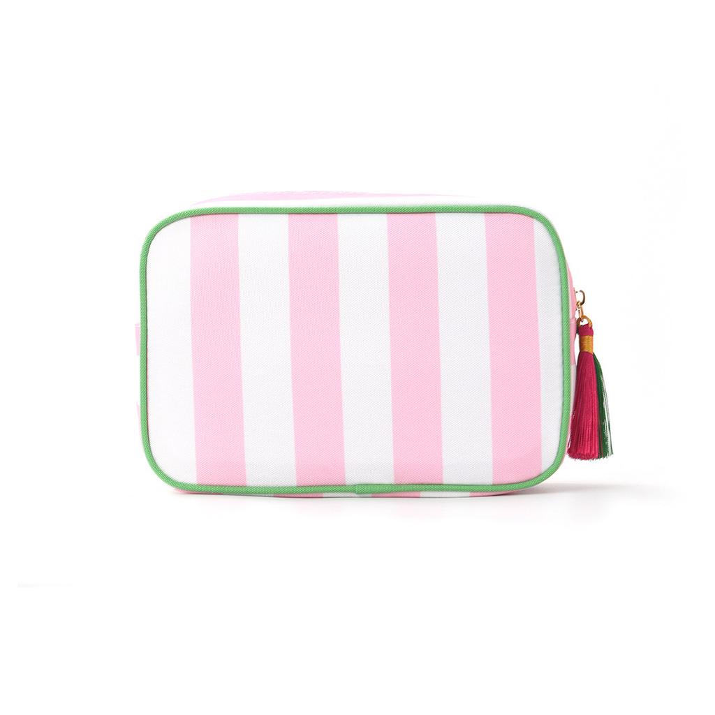 1PC Large Striped Portable Cosmetic Bag For Women Tassel Zipper Makeup Bag Large Capacity Storage Pouch Bags