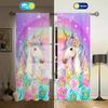 2 Pieces of Rainbow Flower Unicorn Printed Curtains, Pole Bag Curtains 30*65, Home Decoration, Room Decoration
