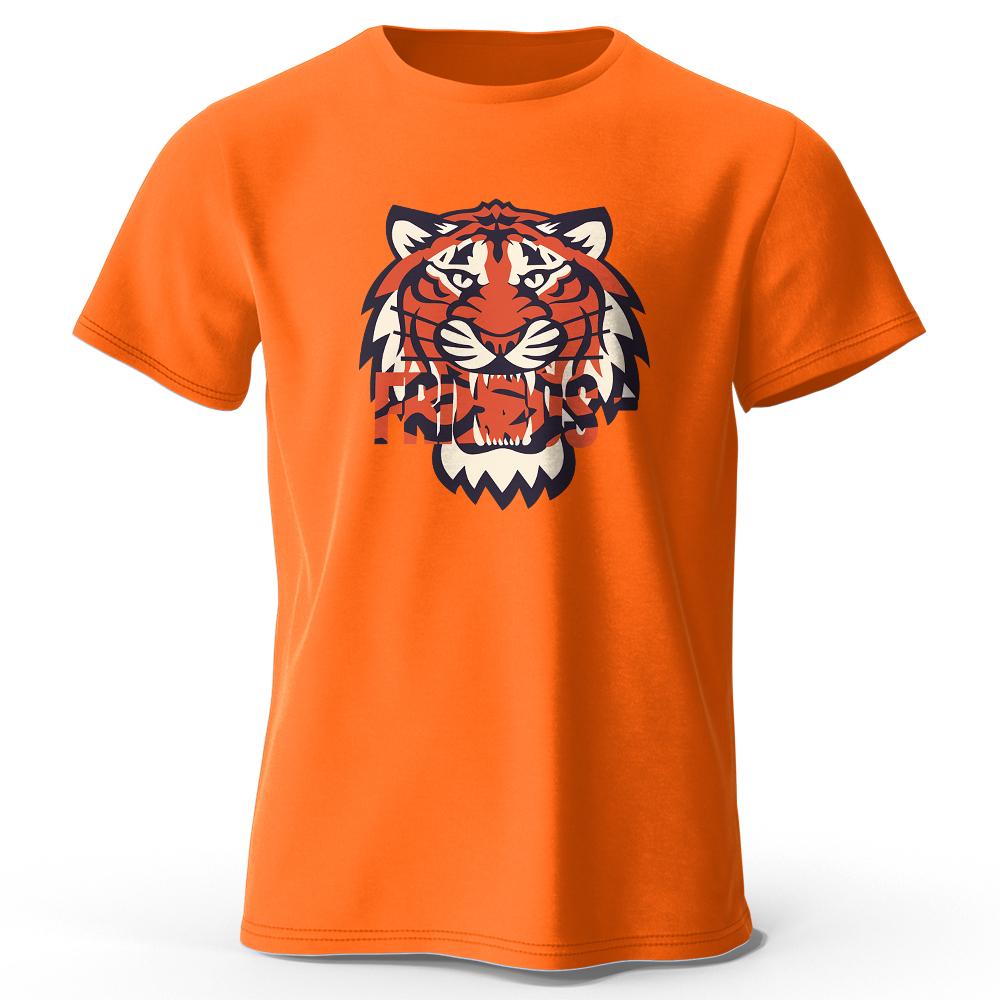 

Men s 100% Cotton T-Shirt Tiger Printed Classic T Shirt for Men Women Oversized Summer Tops Tees 4XL