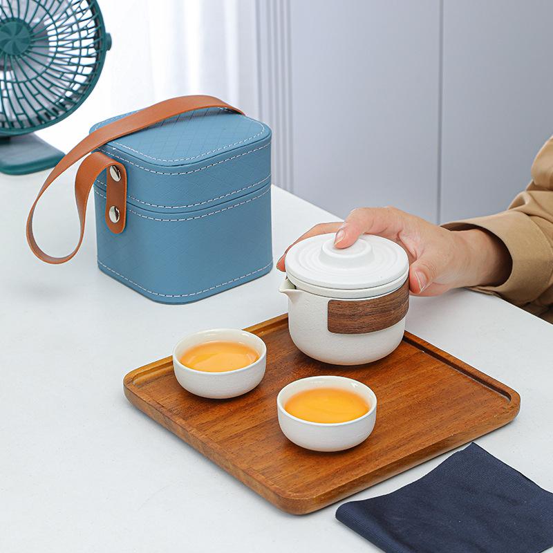

High-end portable outdoor travel tea set, Kung Fu teapot, one pot and two cups, Kuaike cup, company event gifts