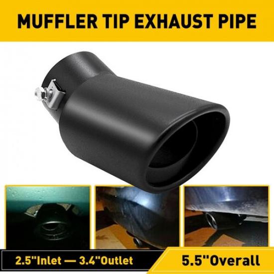 Car Exhaust Pipe Tip Rear Tail Throat Muffler Stainless Steel Accessories EXV