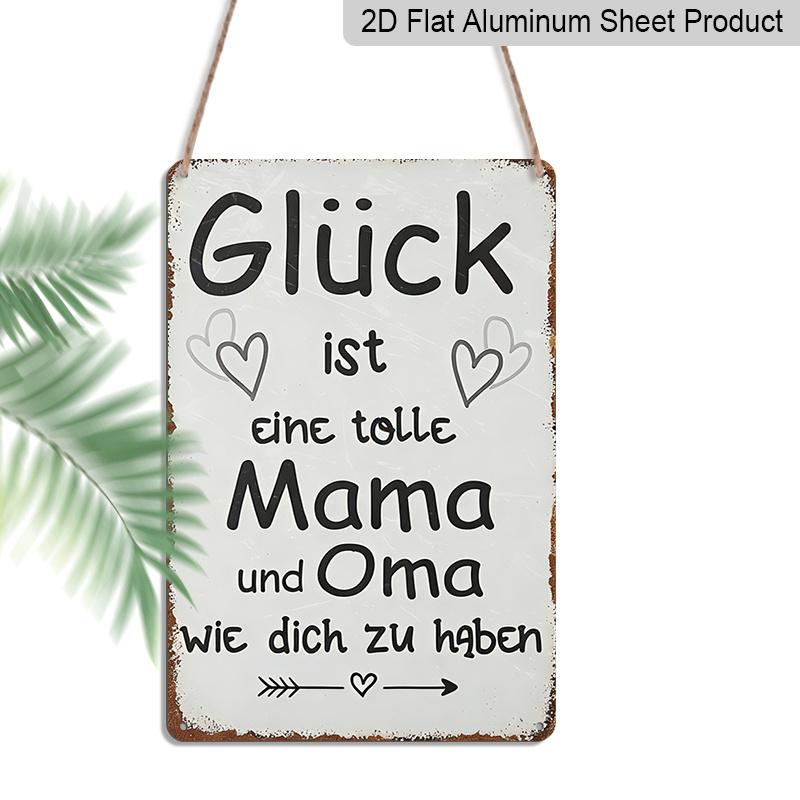 2D Flat, German Grandma & Mom Quote Metal Sign - Humorous German Saying  Happiness Is A Great Mom and Grandma  Wall Decoration - Sturdy Aluminium 20*30cm
