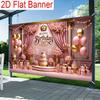 2D Flat Banner Birthday Backdrop Pink Gold Royal for Girls & Women Themed Party Photos