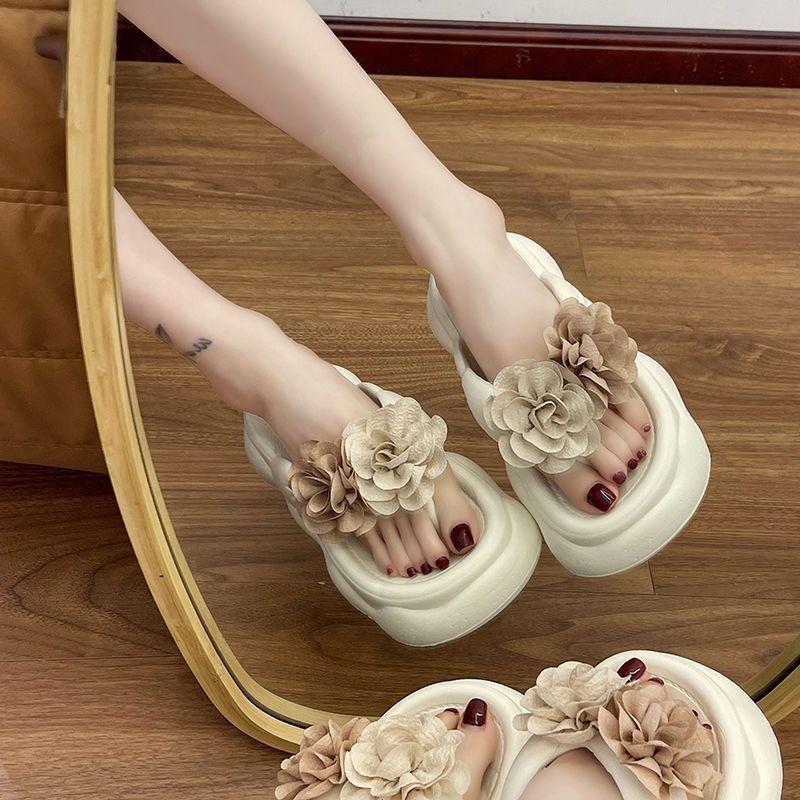 Flower Womens Cute Slippers Summer Non Slip Beach Flip Flops Fashion EVA Soft Bottom Casual Slides Lightweight Platform Slippers