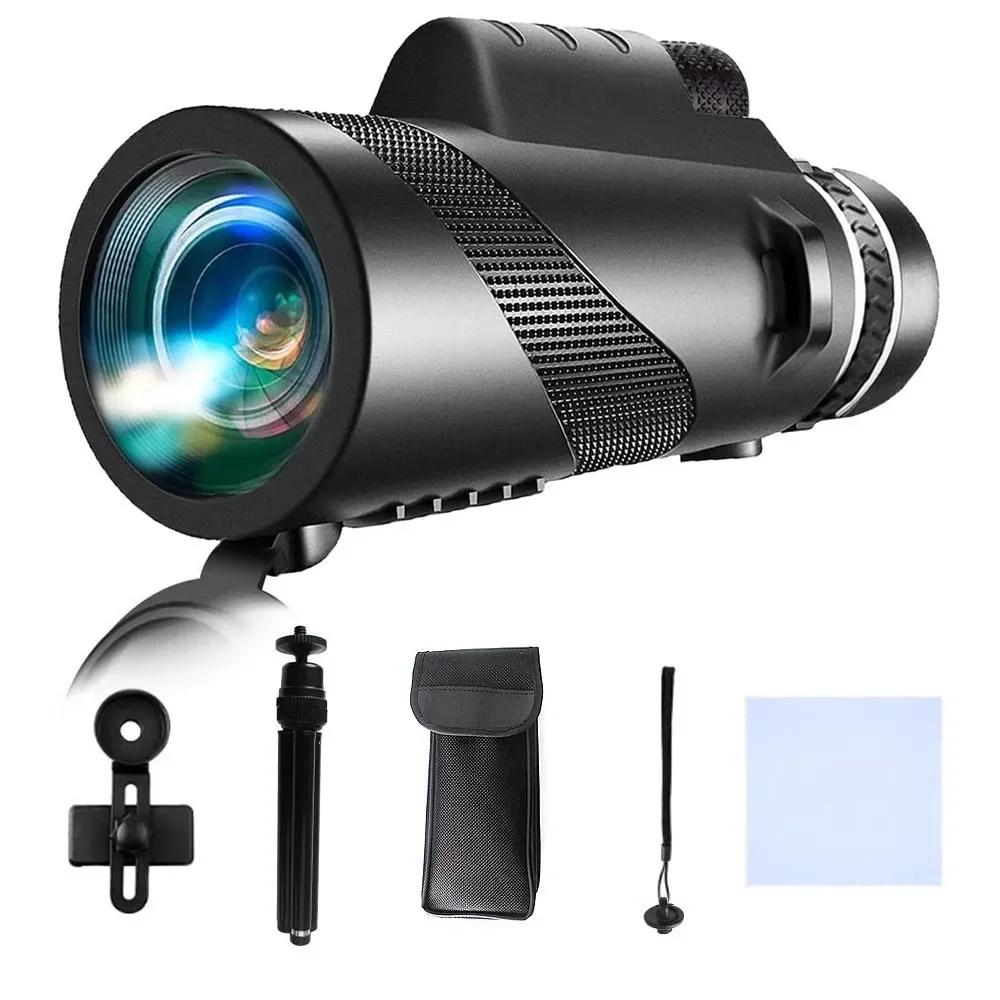 80x100 Portable Monocular Telescope HD Long Range Zoom Telescope with Tripod  Phone Clip for Hunting Sports Outdoor Camping