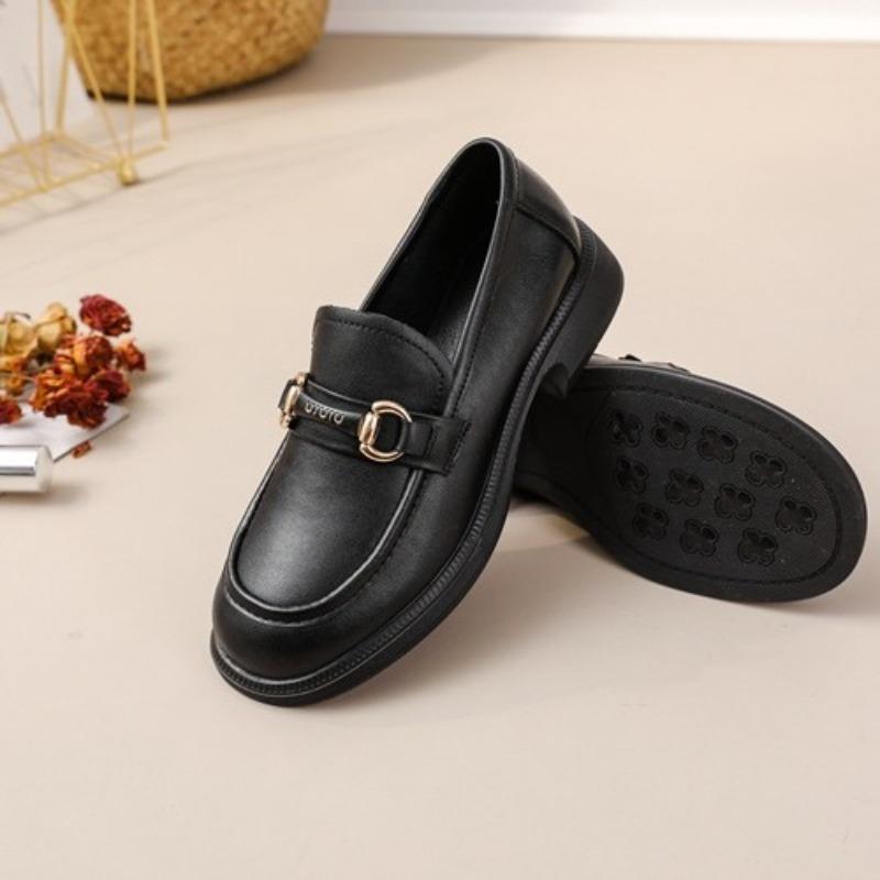 Cowhide spring and autumn women's fashion single shoes beef tendon sole low heel non-slip wear-resistant round head fashionable versatile