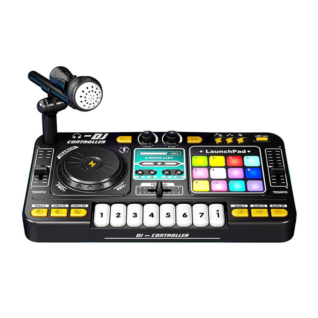 DJ Controller for Kids DJ Disc Player Electronic Keyboard BT DJ Mixer Table with Adjustable Microphone Dynamic Lighting