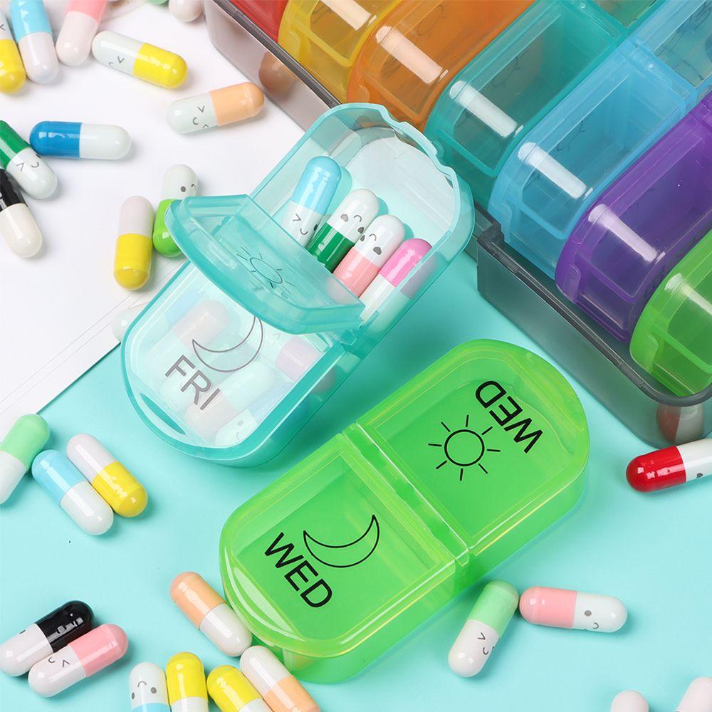 Rainbow Color 7 Days AM PM Medicine Storage Box Pill Box Medicine Dispenser Health Care Tool