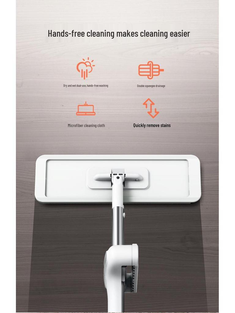 Foldable Flat Mop & Bucket - Hands-Free Washing System