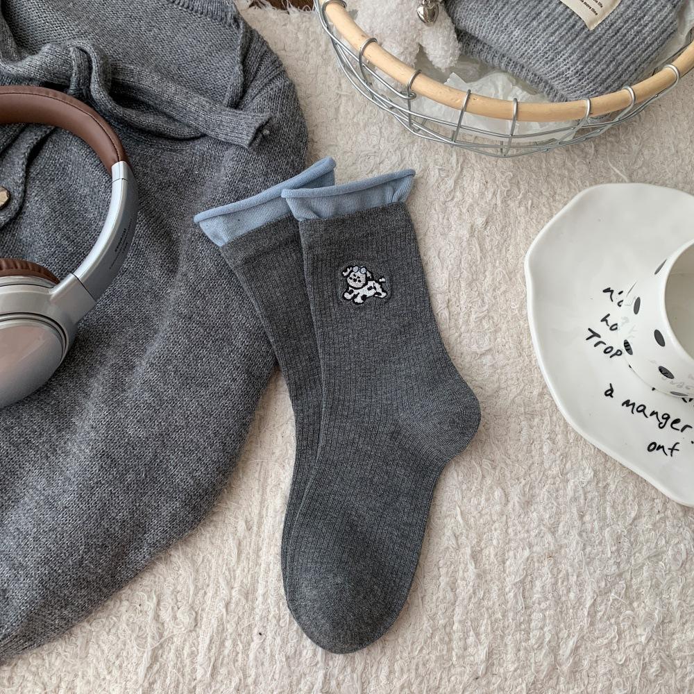 Autumn and Winter Lace Fringed Striped Socks for Women, Early Autumn Lace Sweet Mid-calf Pile Socks