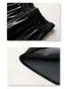 Coffee PU Leather Elastic Waist A-Line Pleated Midi Skirt - Women's 2024 Spring/Autumn Style