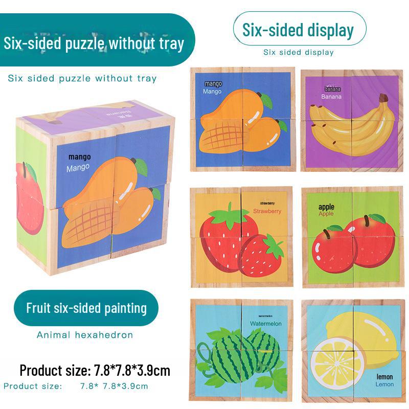 Nine-Piece 3D Six-Sided Educational Puzzle Blocks for Kindergarten Children