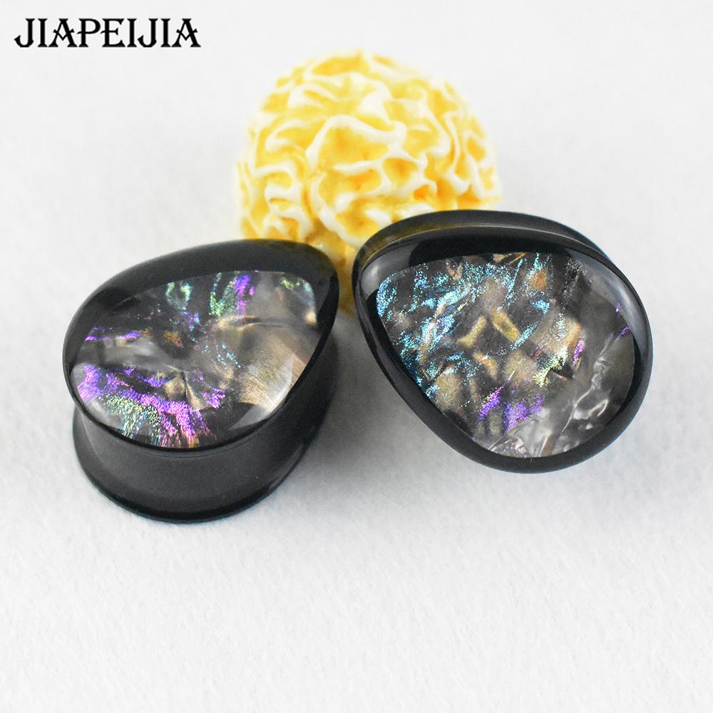 A Pair of 8-50mm Shiny Water Droplet Shaped Ear Gauges Tunnel Plugs Made of Acrylic, Body Piercing Jewelry