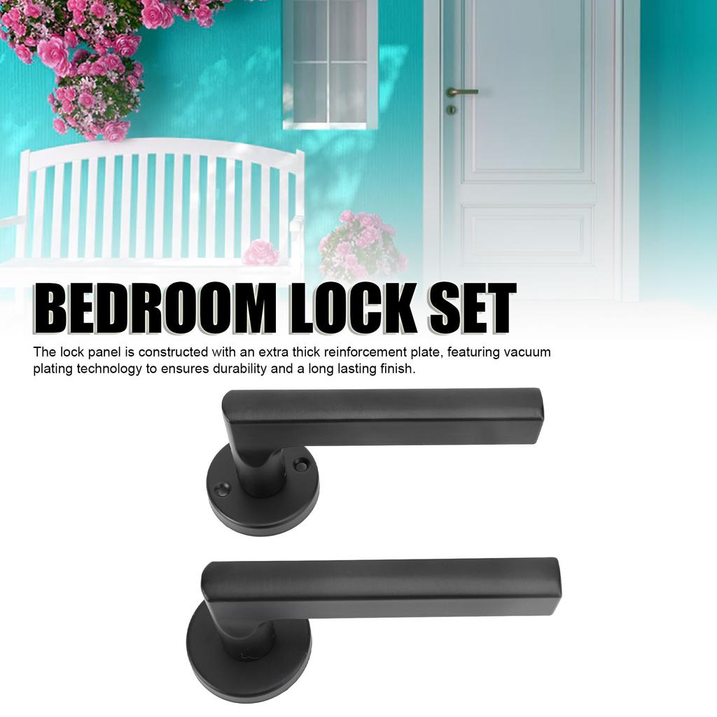 Klamka z Zamkiem na Klucz Duża Solidna Gałka Pogrubiony Panel Aluminium Żelazo Stal Wewnętrzny Zamek do Sypialni Czarny