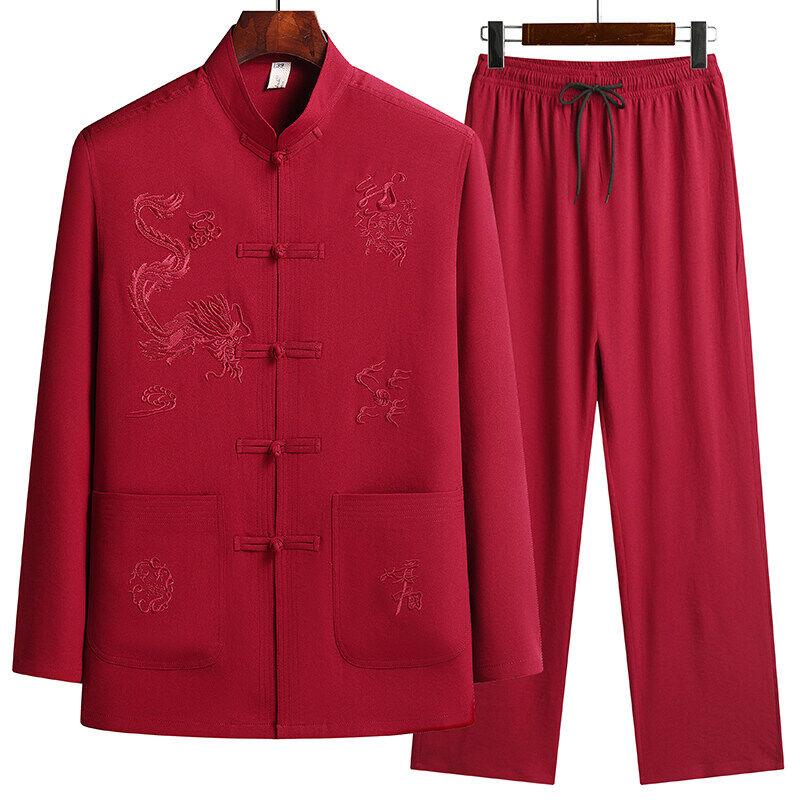 Shirts + Pants Summer Style Sportswear Men's Casual Sets Male Fashion Chinese Style Men Long Sleeves Size