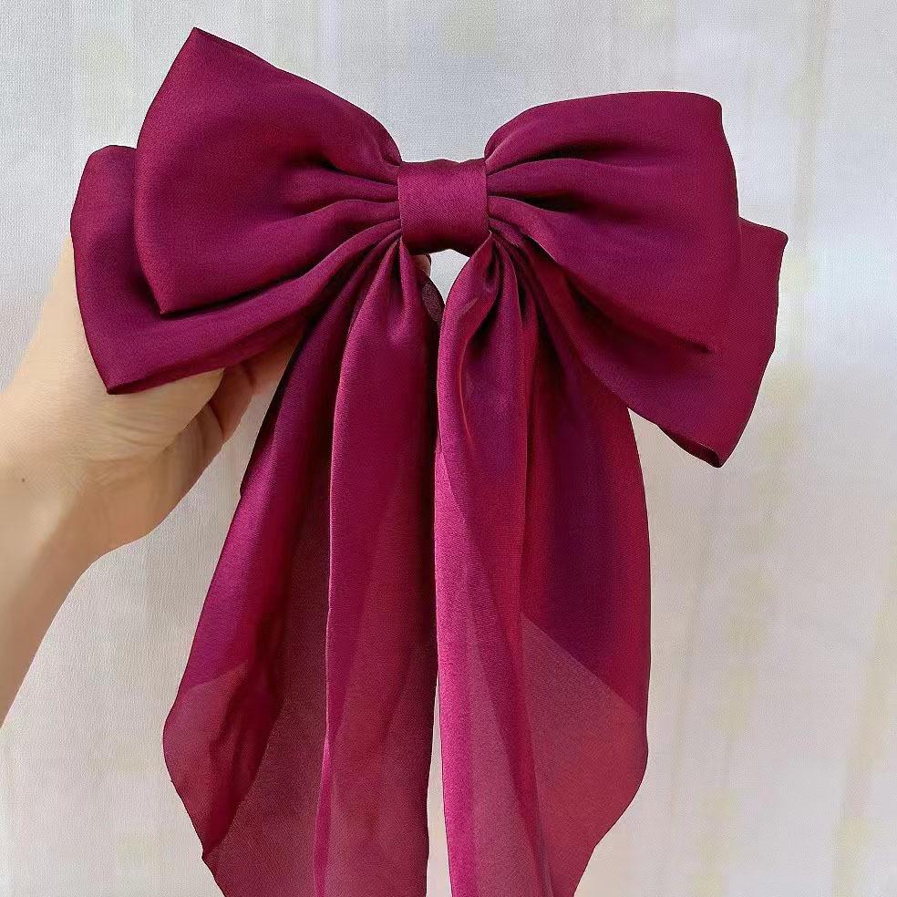 Women New Bow Hair Clip Women Large Bowknot Satin Hairpin Barrettes Girls Solid Color Ponytail Clip Hair Accessories