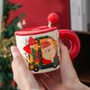 Christmas Gift Mug with Lid Spoon Santa Cup Christmas Eve with Small Gifts for Employees and Customers