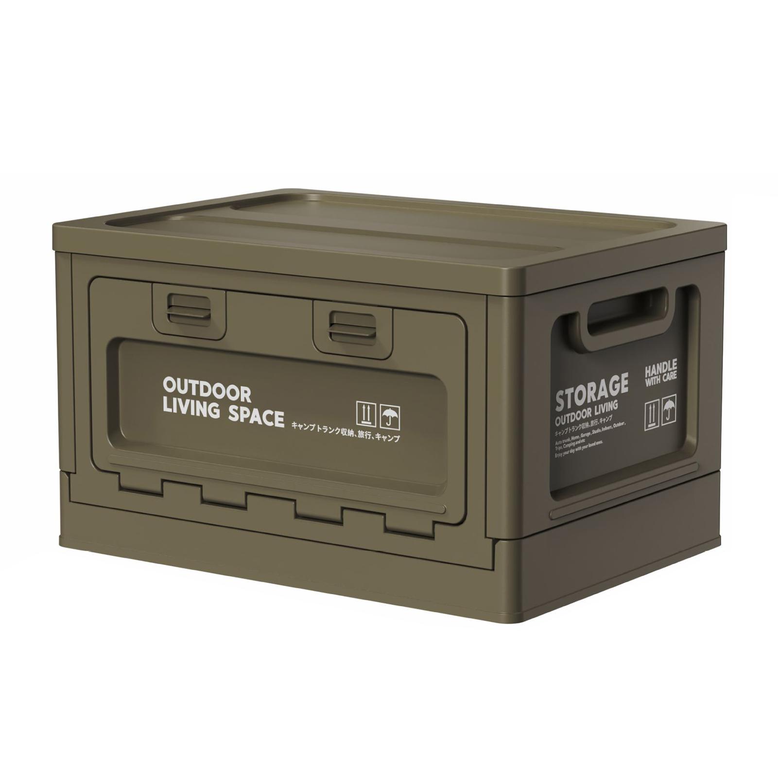 27L Outdoor Camping Folding Storage Case With Plastic/Wooden Lid High Quality Large Capacity Bin Side Open Storage Box Travel