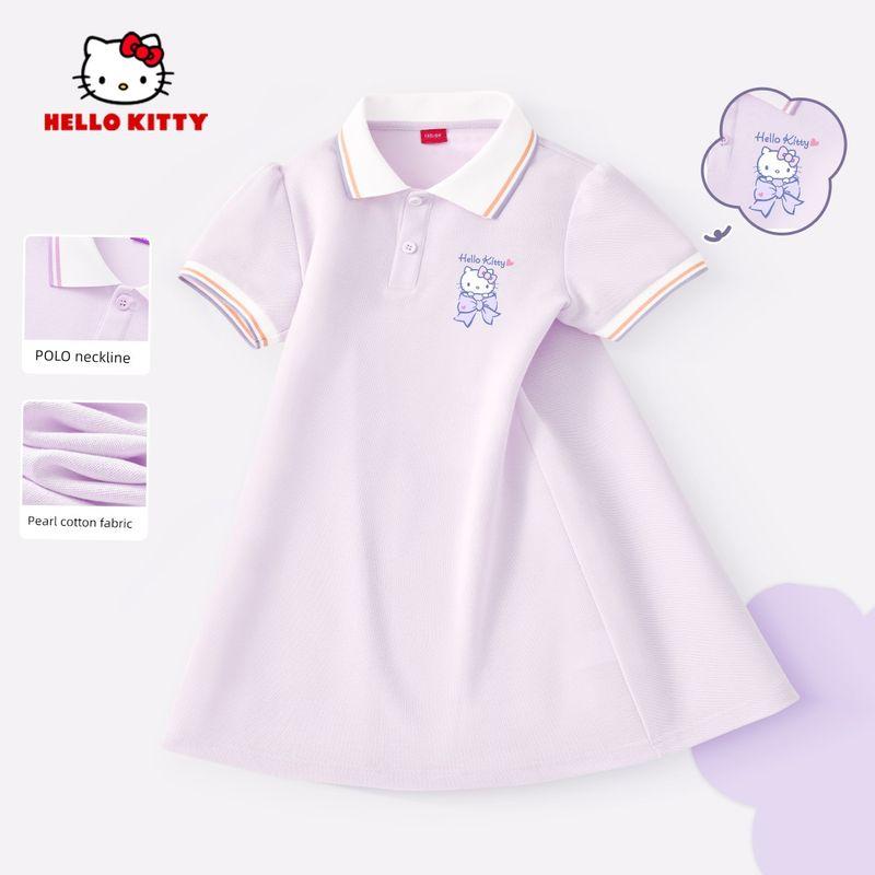 Hellokitty Girls' Dress 2025 New Style Elegant Girl Princess Dress Children's Summer Polo Dress