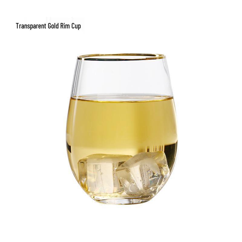 Gold-Plated Iridescent Egg-Shaped Glass Cup for Water or Juice