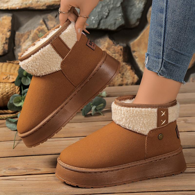 Women's Winter Plush Warm Snow Boots Outdoor Thick Sole Non Slip Cotton Padded Shoes Woman Fashion Faux Fur Platform Ankle Boots