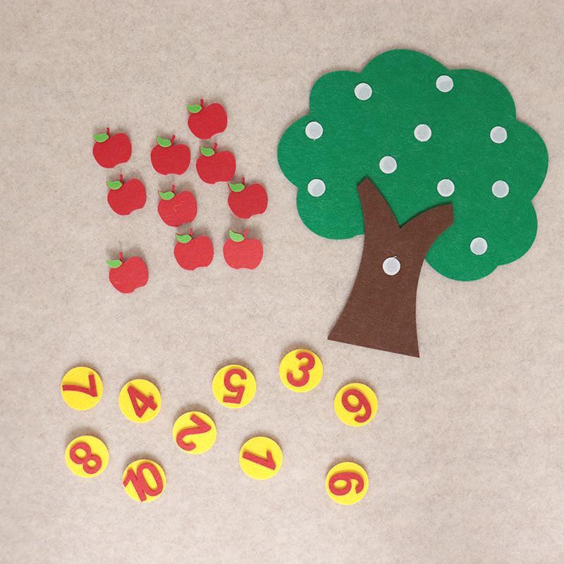 1-10 Montessori Educational Toy Children's Puzzle Handmade DIY Toy Kindergarten Apple Tree Match Digital Teaching