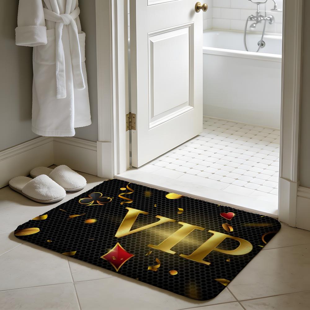 Fashion Spade Floor Mat Soft Flannel Absorbent Mat Non-Slip Rug Home Bedroom Bathroom