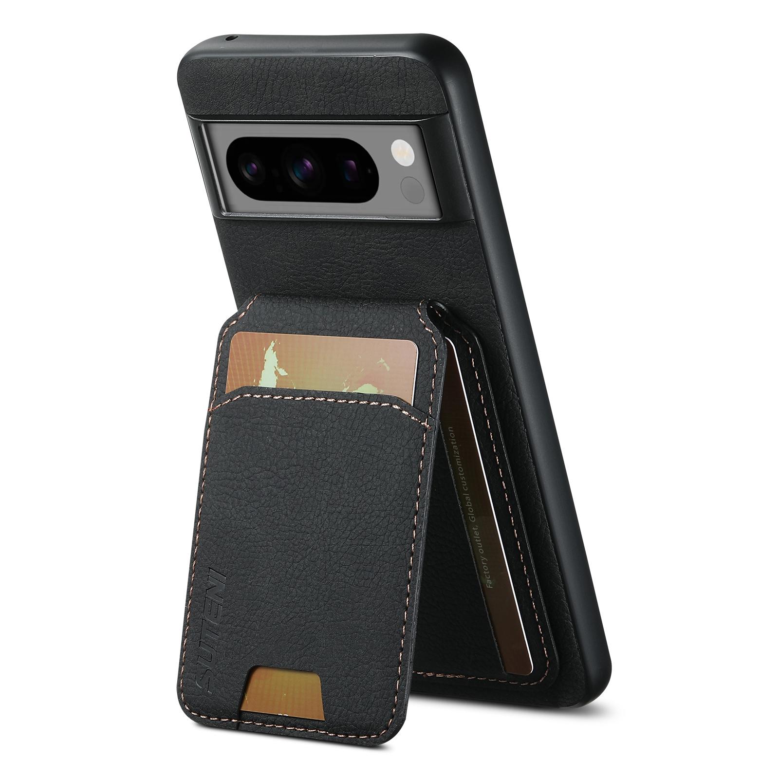 

Lychee SUTENI Luxury Faux Leather Stand Card Holder Phone Case Frosted Feel for Google Pixel 10 9 Pro XL 8 Pro 7 6 A Cover Google Pixel 9 Pro XL чорний