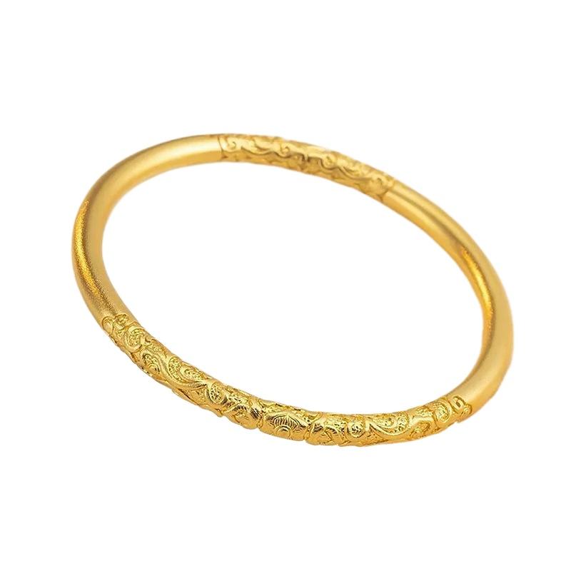 New in new in retro relief design bangles Chinese style rolled grass texture frosted bracelet for women jewelry
