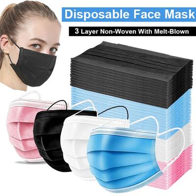 50-200 pcs Máscara Descartável Não Tecido 3 Camadas Ply Filtro Máscara Adulto Boca Máscara Facial Máscaras Respiráveis Anti Poeira Seguras
