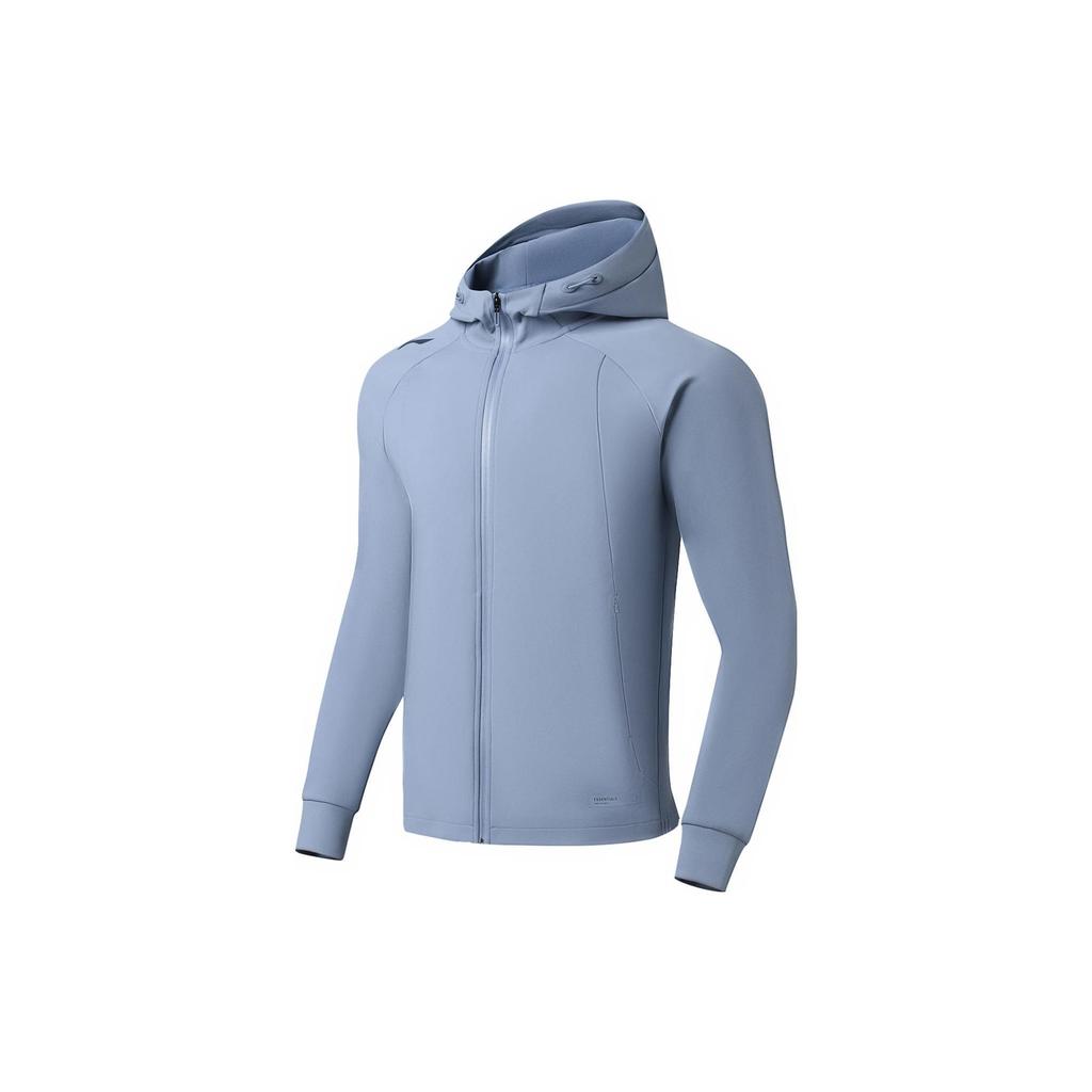 Li-Ning Plain Hooded Cardigan Sweatshirt Men Sweatshirts Soft-Gray-Blue AWDSB85-3