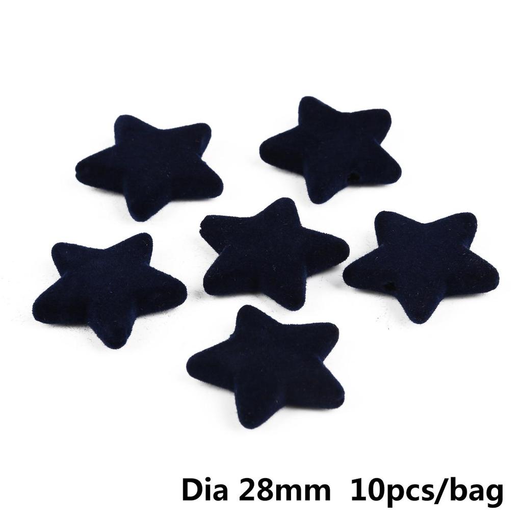 28mm 10-20pcs Acrylic Star Velvet Pendant Beads For Jewelry Making DIY Accessories