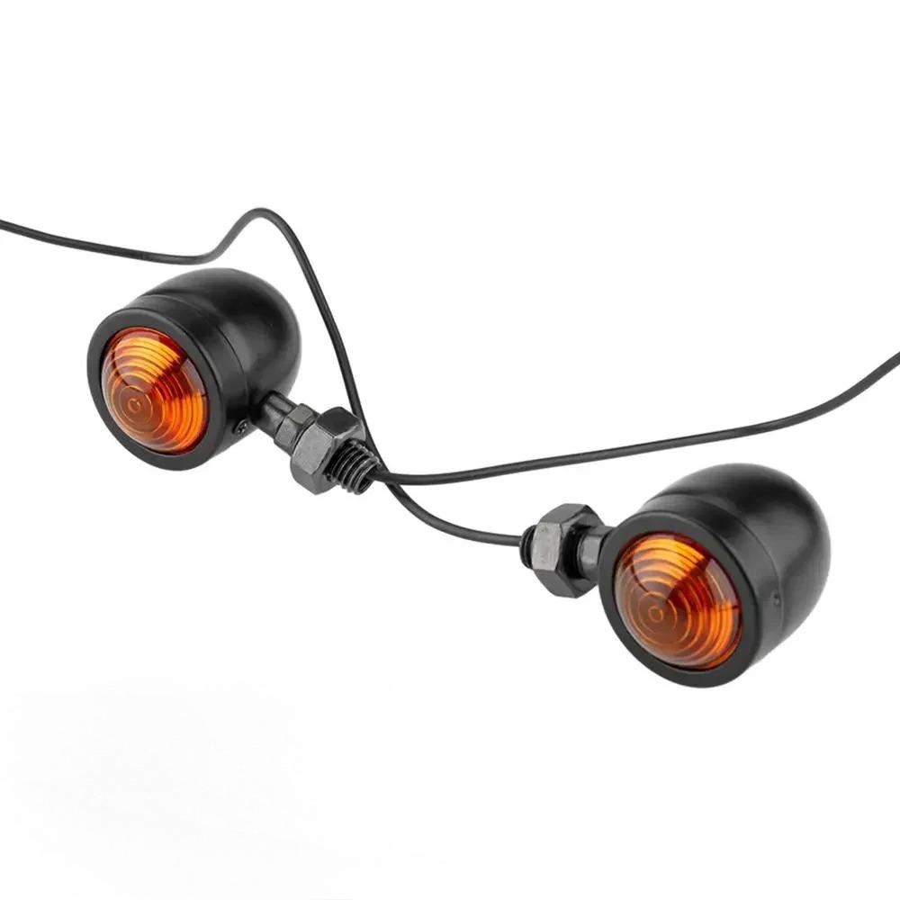 

Moto Lights Retro Motorcycle Lights 12V Single Wire Turn Signals Lights Universal Motorcycle Turn Signals for Harley Cafe Racer чёрный
