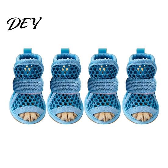 Comfortable Summer Walking Dog Gear 4Pcs Shoes for Hot Pavement, Breathable Mesh Boots, Water Resistant Sneakers Paw Protectors with Non-slip