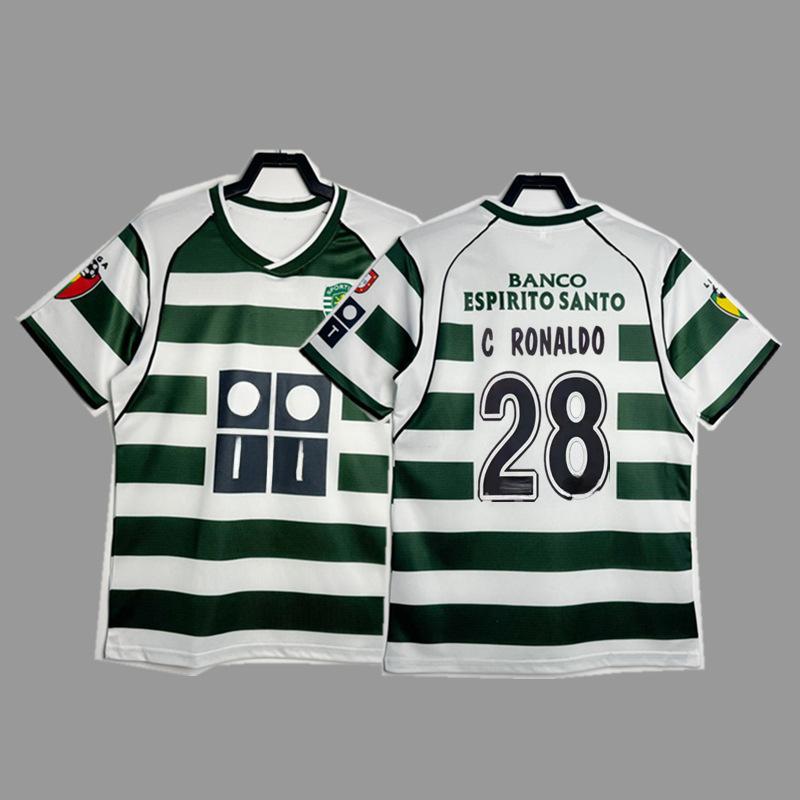 Lisbon Retro Jersey Football Jersey Classic Nostalgic No. 28 C Ronaldo Game Long Short-sleeved Sports Jersey