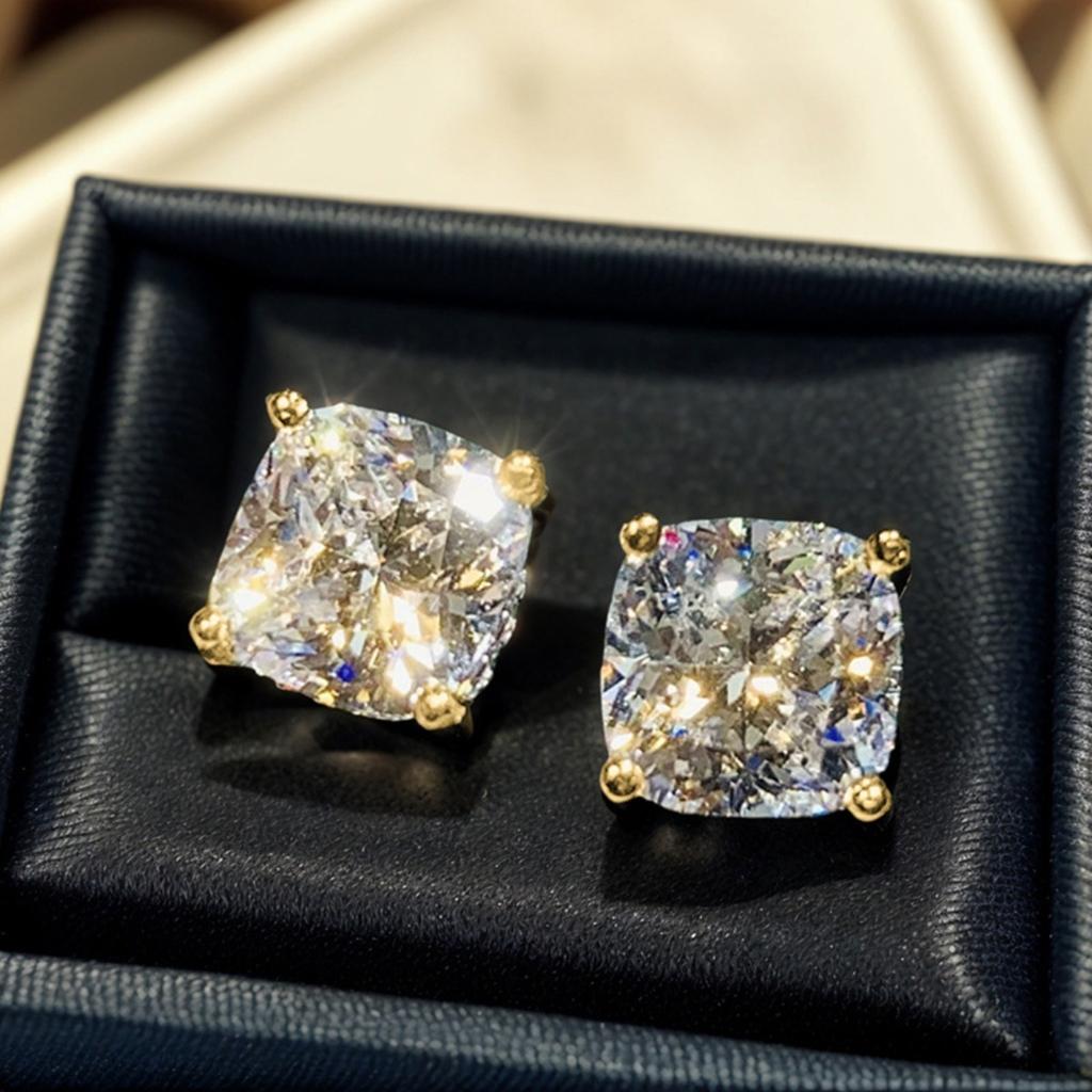 Cushion Cut CZ Stud Earrings