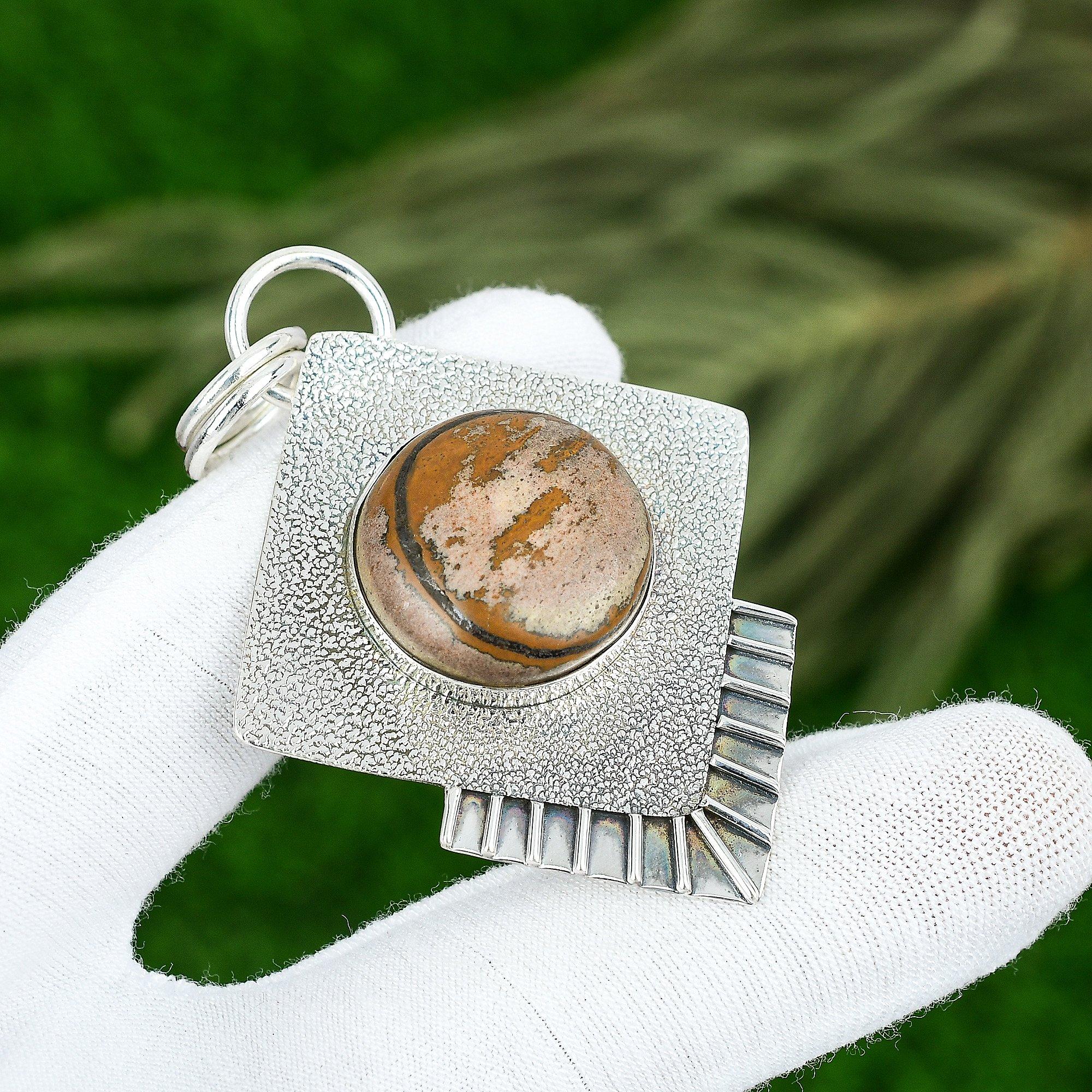 

Подвеска из натурального камня яшмы пикассо, ювелирное изделие из серебра 925 пробы для женщин