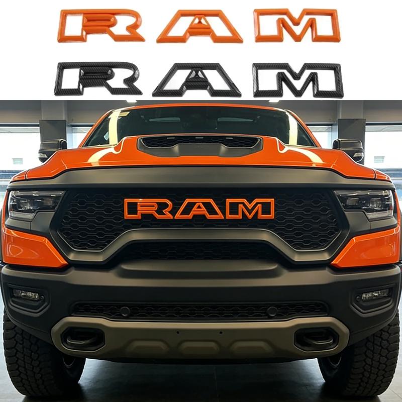 GXP1  For Dodge Ram TRX 2021-2023 Modified ABS Car Front Grille Emblem Bonnet Hood Letter Badge Stickers Auto Accessories