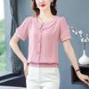 Summer Plus Size Blouse Women Vintage Chiffon Shirt Casual Loose Short Sleeve Tops
