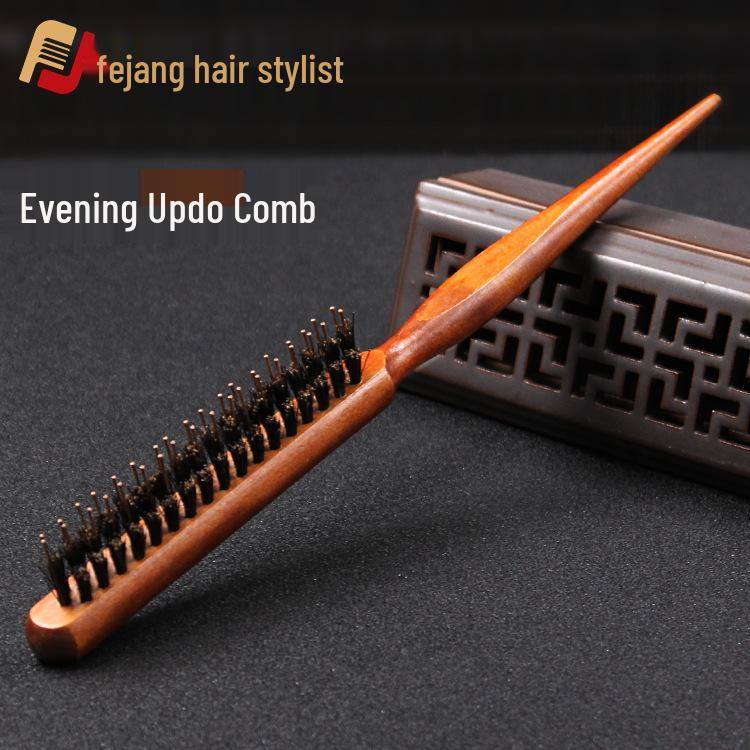 

Настраиваемая трехрядная расческа с щетиной кабана для вечерних причесок 5106A with nylon teeth