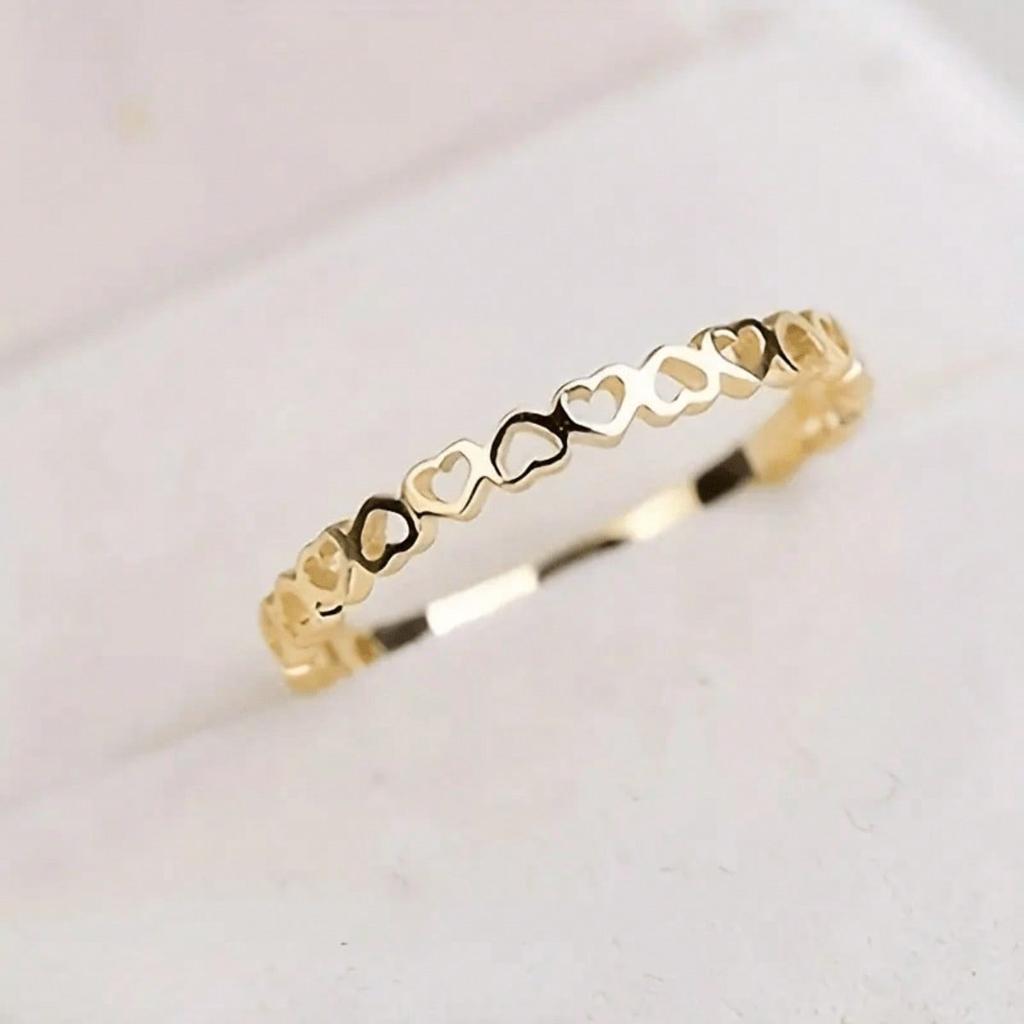 1pc Elegant Heart Shaped Ring, Heart Shaped Hollow Ring, Women's Fashion Jewelry
