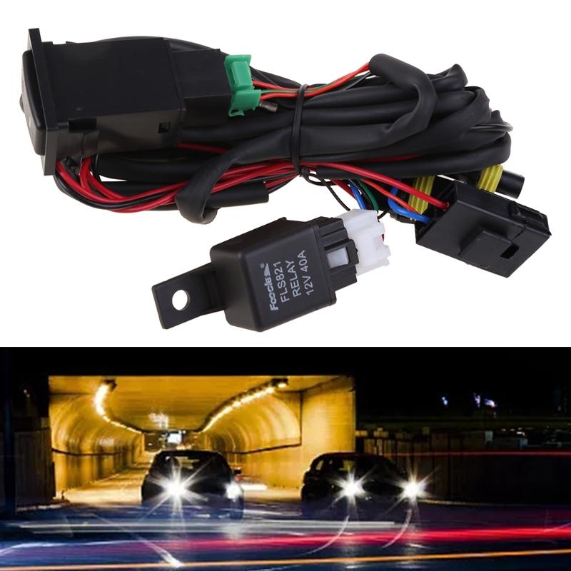 Auto Body Parts for DC 12V 40A Fog Light Wiring Harness with Button Fog L