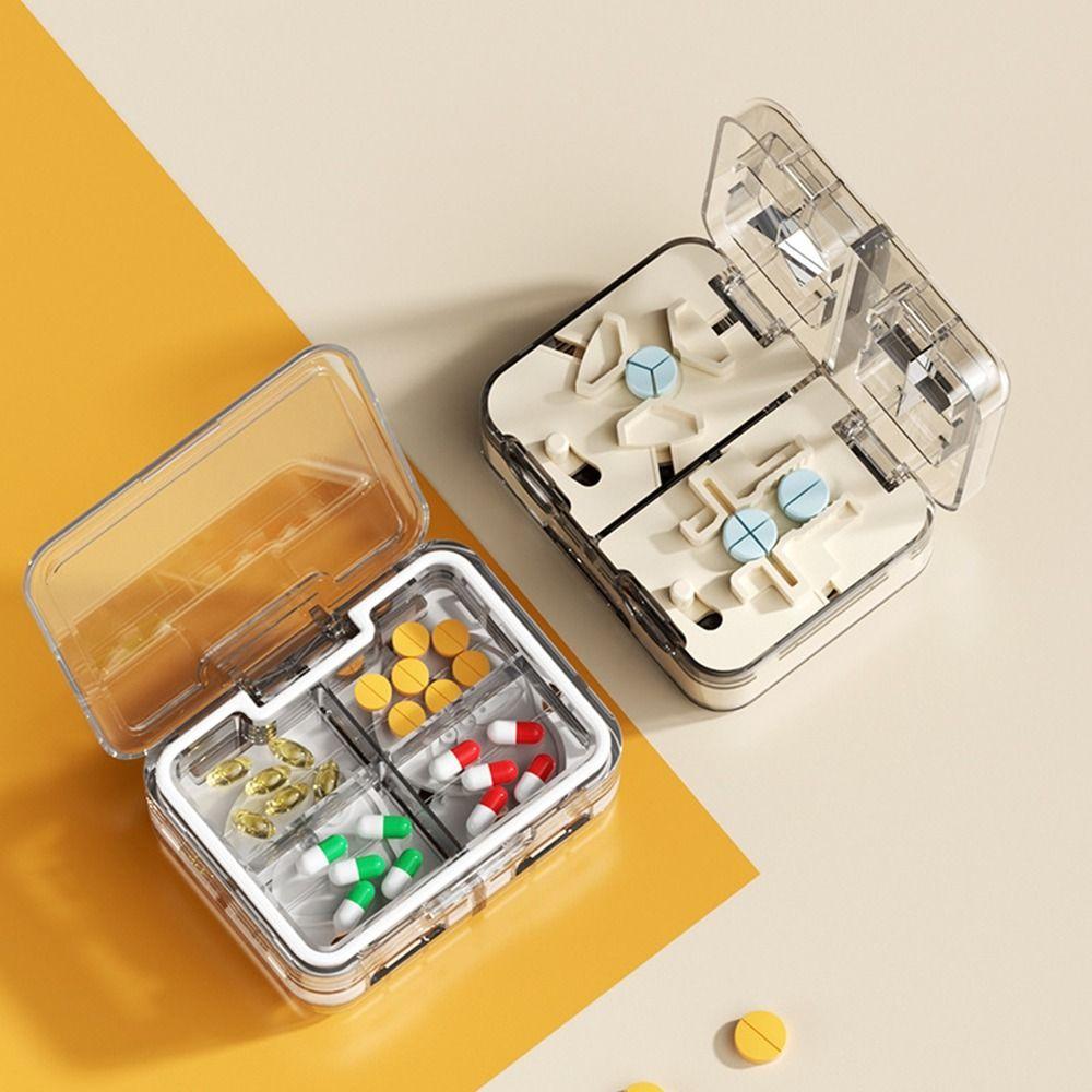 Moisture-proof Double-Layer Pill Box Sealed Pill Organizer Practical Pill Splitter  Office